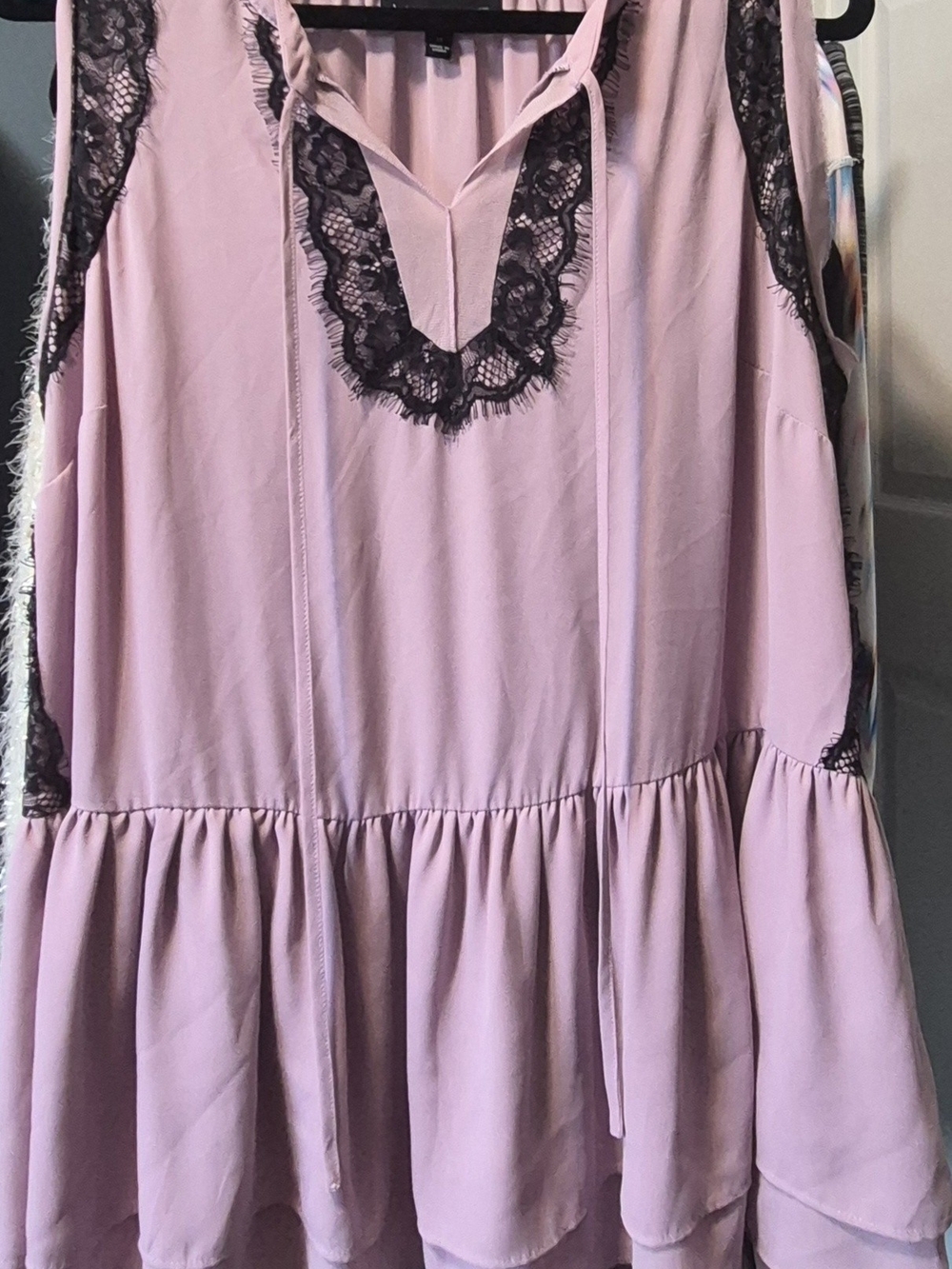 Lane Bryant Pink Chemise with Black Lace Trim